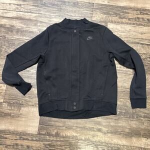 Nike Tech Fleece Destroyer Jacket Womens M Medium Black Snap Button Zip Up